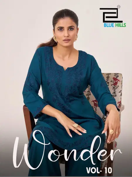 Wonder Vol 10 By Blue Hills Rayon Embroidery Kurti With Bottom Wholesale Online
